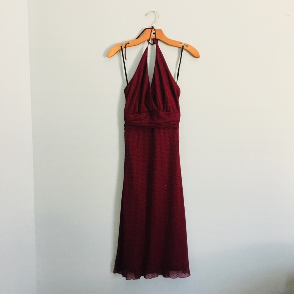 ✔️ NWT Red and Black Polkadot Halter Party Dress